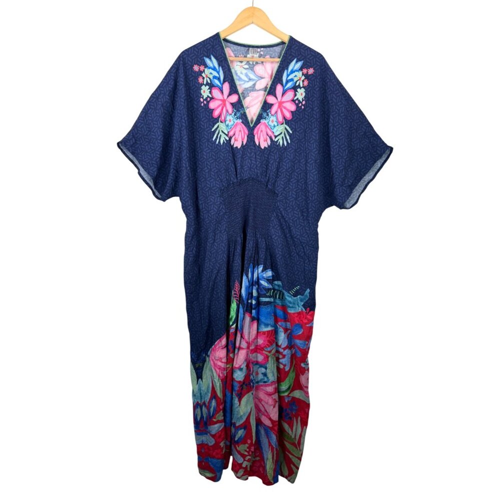 Anthropologie blank London floral Tatiana kaftan smocked boho sz Plus OS